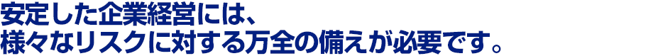 安定した企業経営には、様々なリスクに対する万全の備えが必要です。