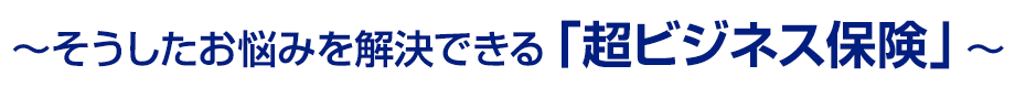 ～そうしたお悩みを解決できる「超ビジネス保険」～