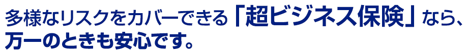 多様なリスクをカバーできる「超ビジネス保険」なら、万一のときも安心です。